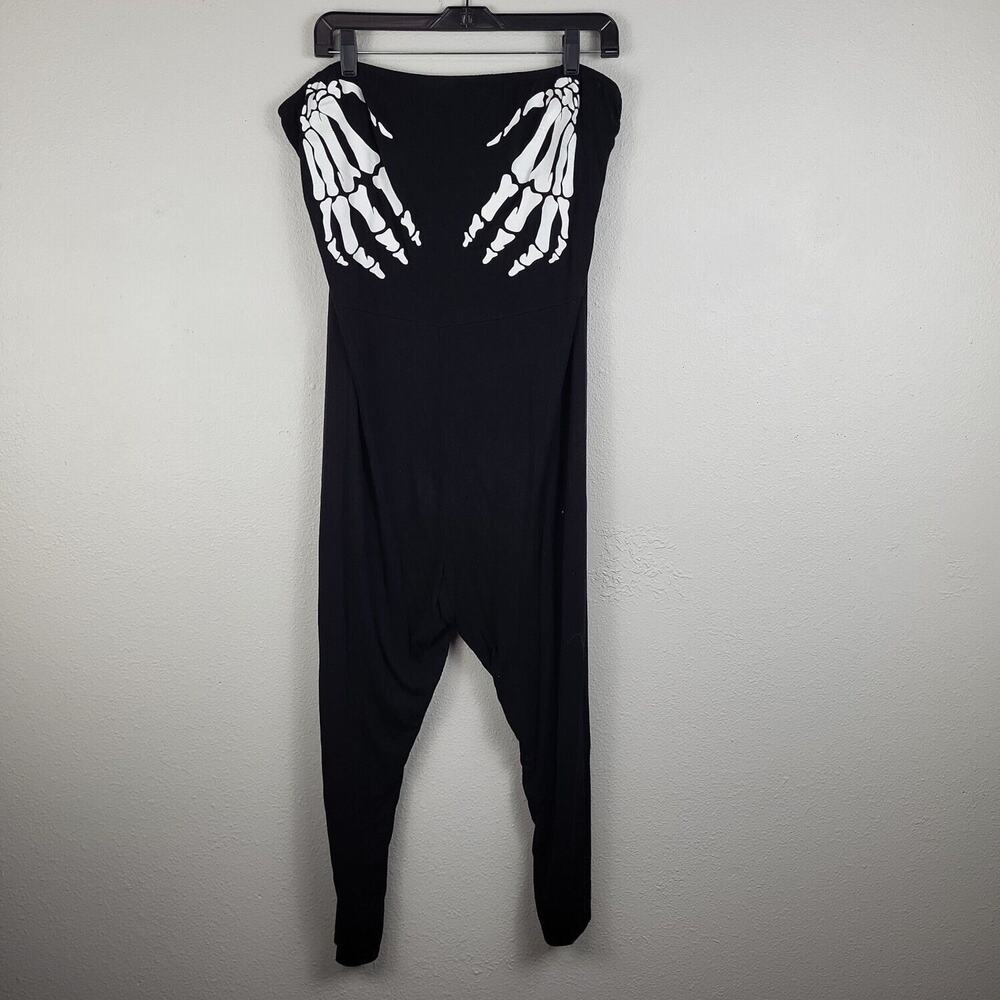 Boohoo Womens Black Skeleton Strapless Skinny Leg One Piece Jumpsuit Size‎ 18